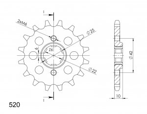 Řetězové kolečko SUPERSPROX CST-306:13 13 zubů, 520