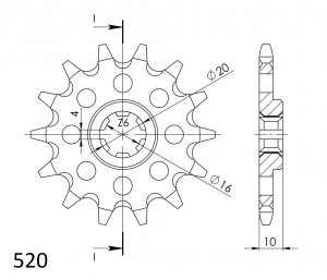 Řetězové kolečko SUPERSPROX CST-411:14 14 zubů, 520