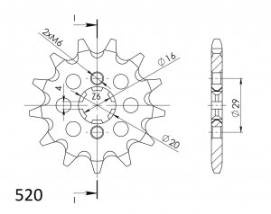 Řetězové kolečko SUPERSPROX CST-422:13 13 zubů, 520