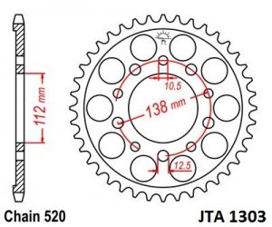 Hliníková řetězová rozeta JT 43 zubů, 520